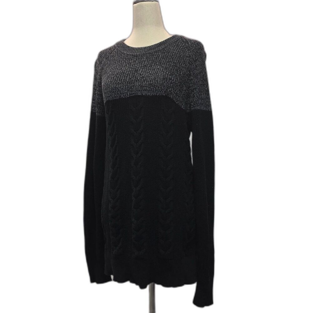 Express Black and Gray Crew Neck Sweater